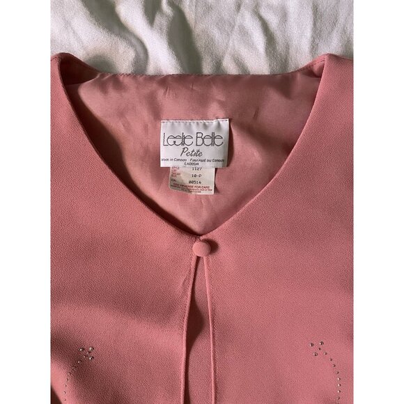 Leslie Belle Pink Size 10P Short Sleeve Two-Piece Maxi Dress With Floral Embroid - Picture 8 of 15